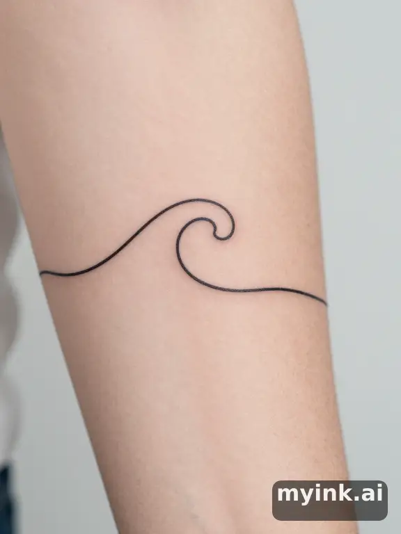 Minimalist Wave Tattoo Design reference image
