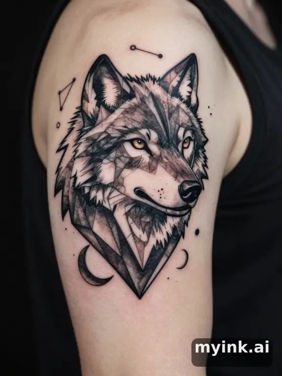 Geometric Wolf Tattoo Design reference image