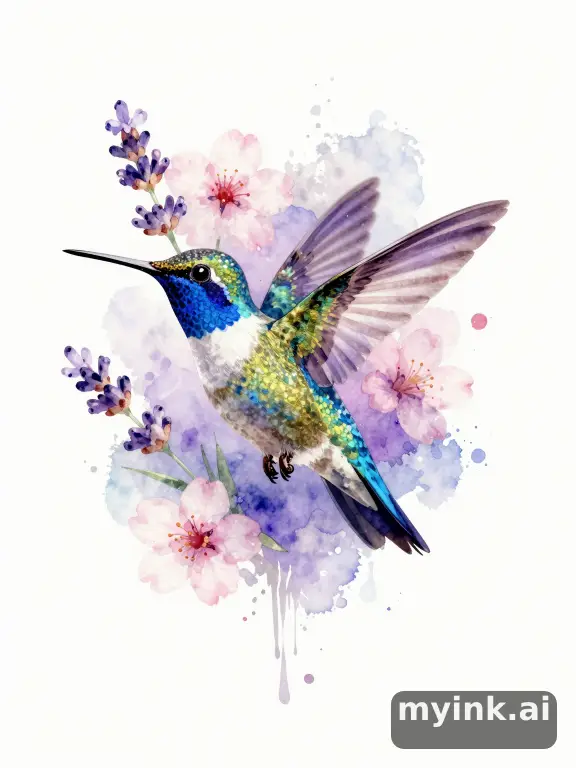Watercolor Hummingbird Tattoo Design reference image
