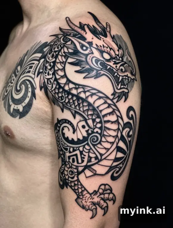 Tribal Dragon Tattoo Design reference image