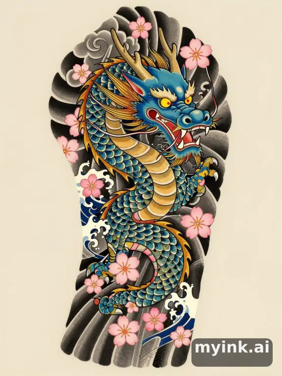 Japanese Dragon Tattoo Design reference image