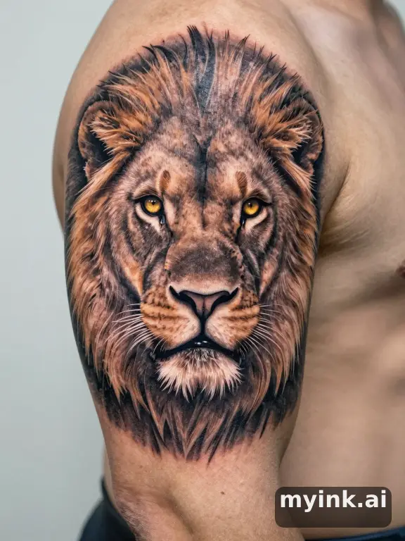 Realistic Lion Tattoo Design reference image