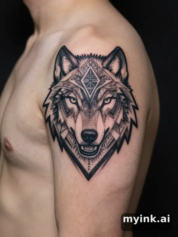 Geometric Wolf Tattoo Design reference image
