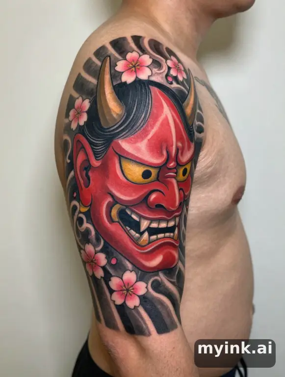 Japanese Oni Tattoo Design reference image
