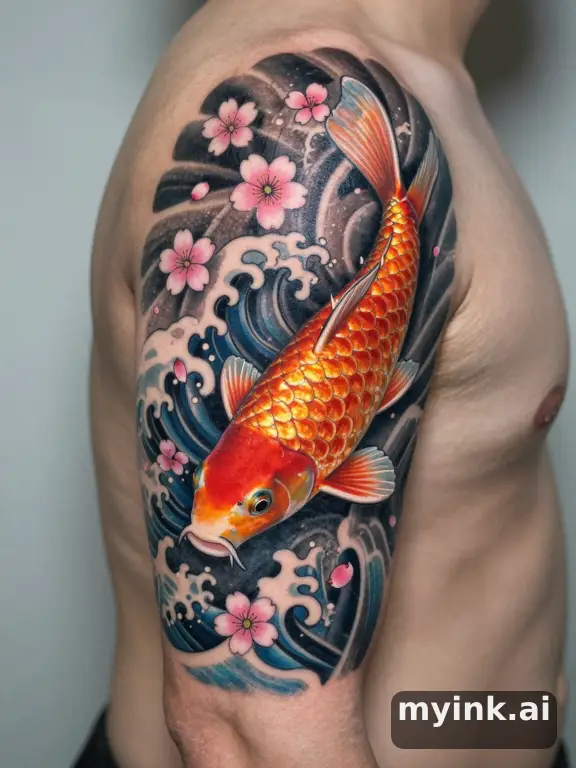 Japanese Koi Tattoo Design reference image