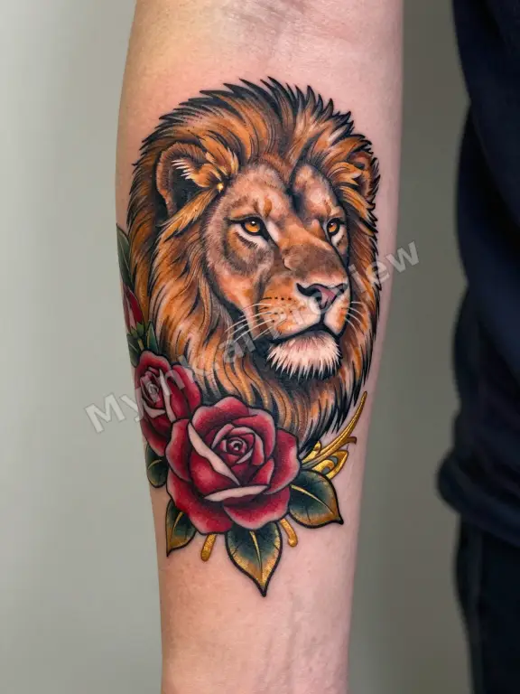 Neotraditional Lion Tattoo Design reference image