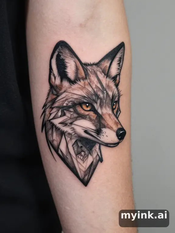 Geometric Fox Tattoo Design reference image