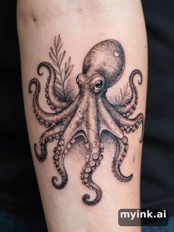 Dotwork Octopus Tattoo Design reference image