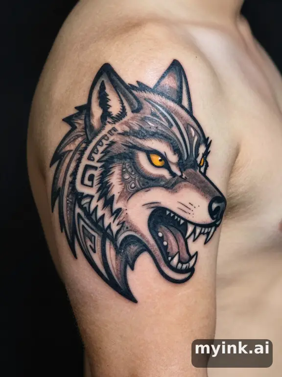 Tribal Wolf Tattoo Design reference image