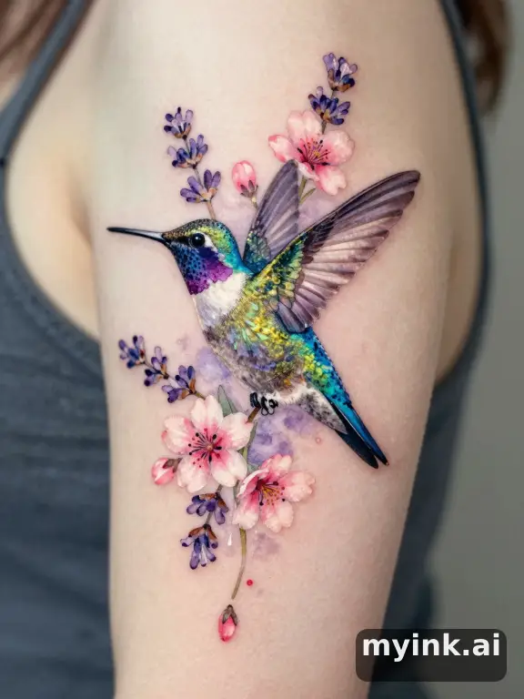 Watercolor Hummingbird Tattoo Design reference image
