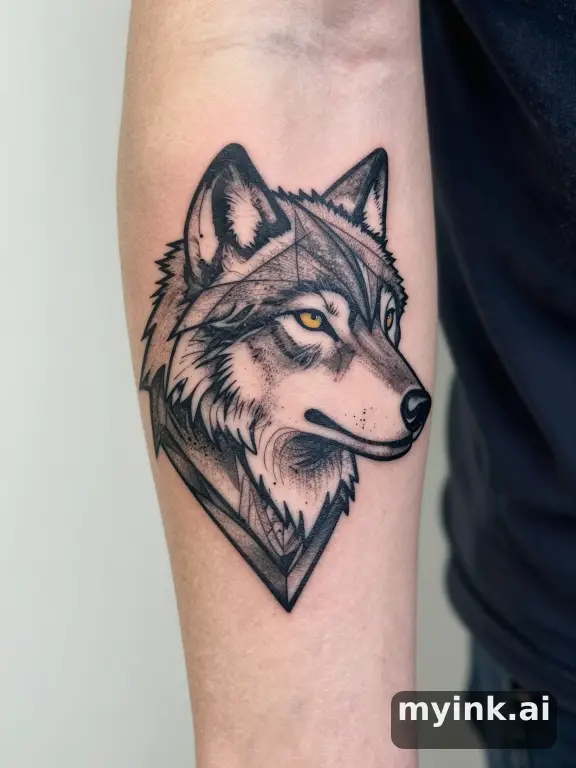 Geometric Wolf Tattoo Design reference image