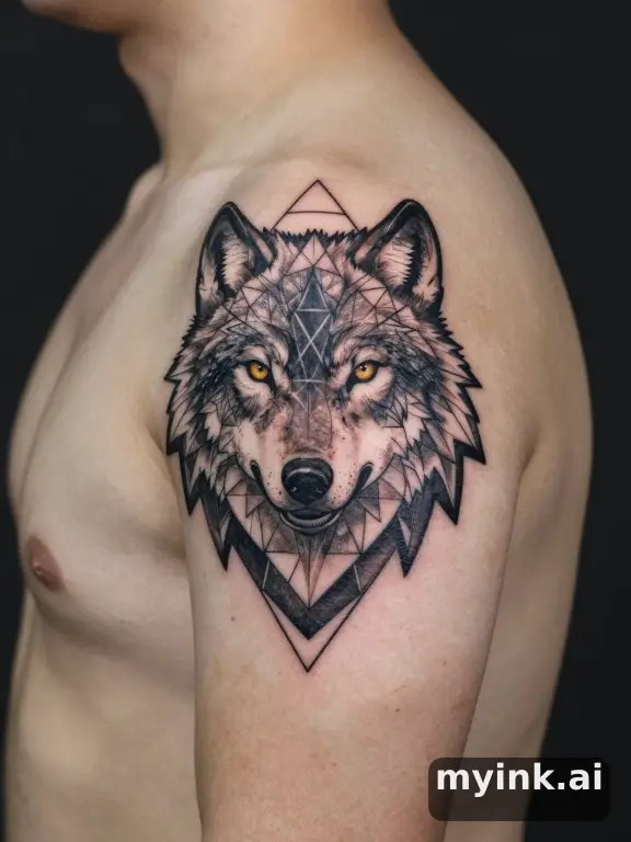 Geometric Wolf Tattoo Design reference image