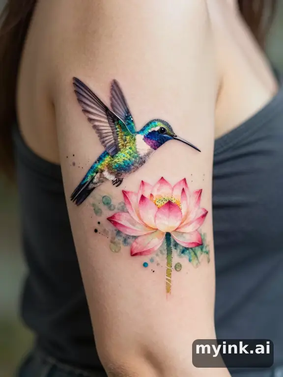 Watercolor Hummingbird Tattoo Design reference image