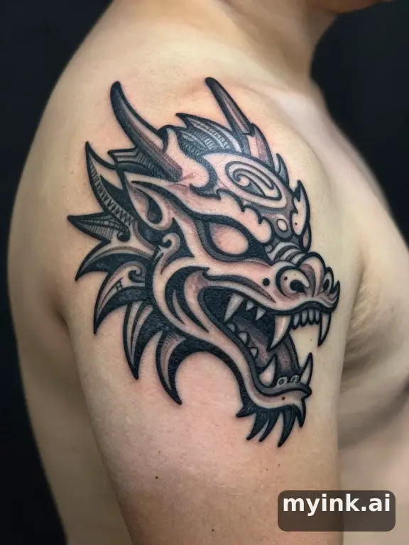 Tribal Dragon Tattoo Design reference image