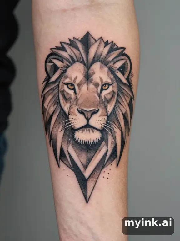 Geometric Lion Tattoo Design reference image