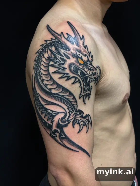 Tribal Dragon Tattoo Design reference image
