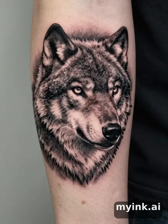 Realistic Wolf Tattoo Design reference image