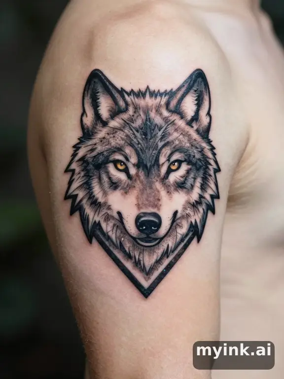 Geometric Wolf Tattoo Design reference image
