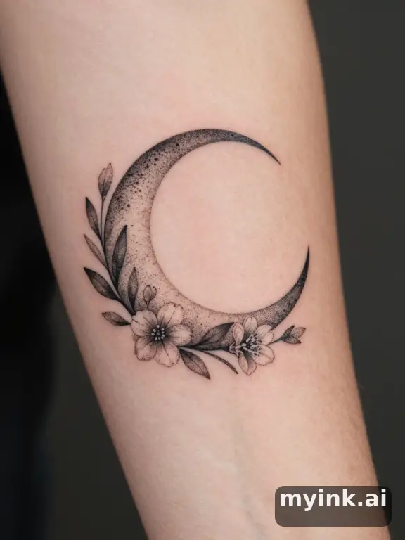 Dotwork Moon Tattoo Design reference image