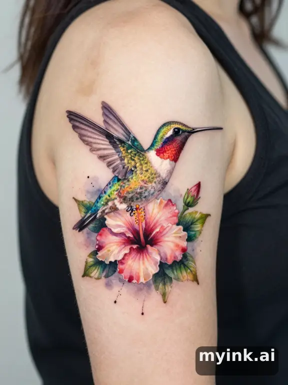 Watercolor Hummingbird Tattoo Design reference image