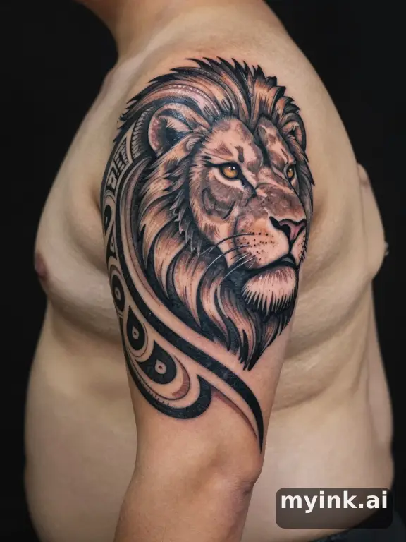 Tribal Lion Tattoo Design reference image