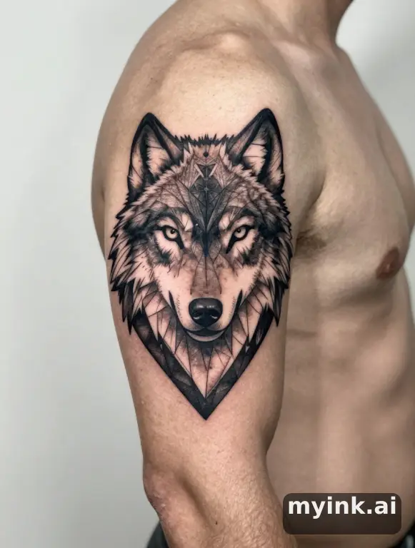 Geometric Wolf Tattoo Design reference image
