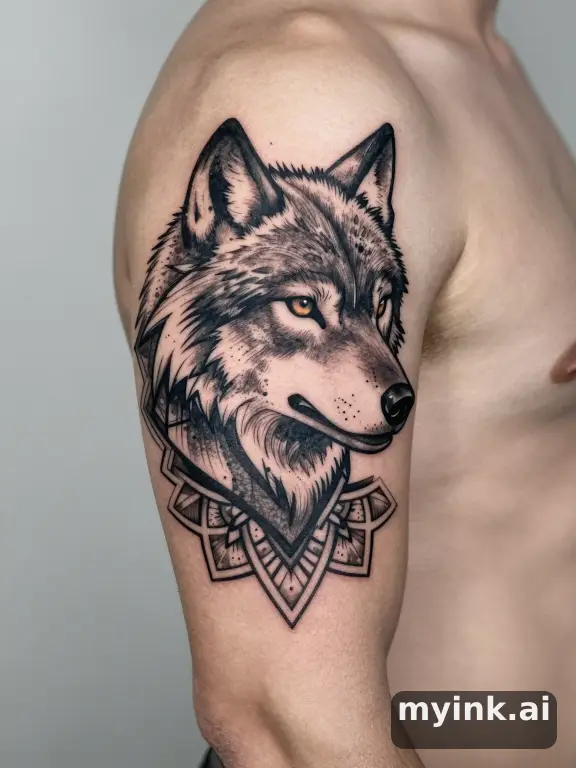 Geometric Wolf Tattoo Design reference image
