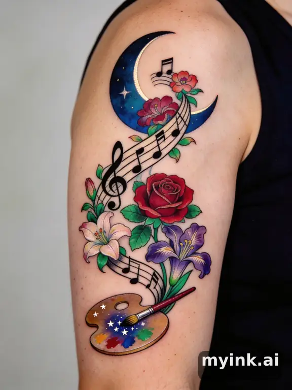 Neotraditional Moon Tattoo Design reference image