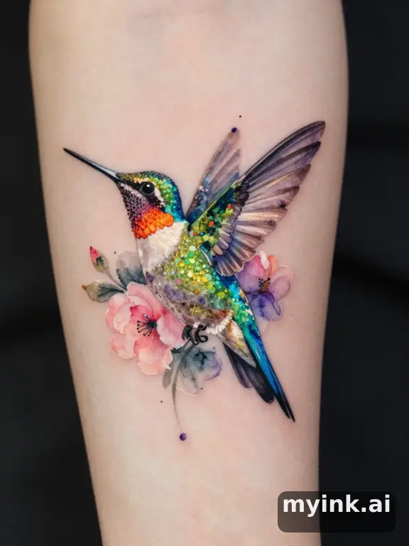 Watercolor Hummingbird Tattoo Design reference image