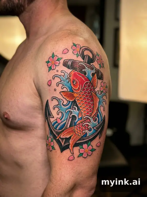 Japanese Anchor Tattoo Design reference image