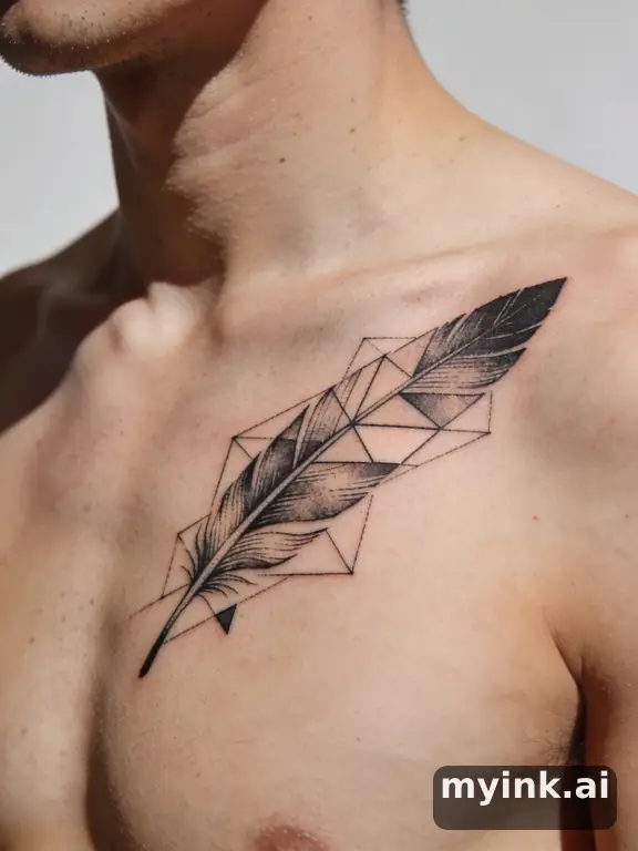 Geometric Feather Tattoo Design reference image