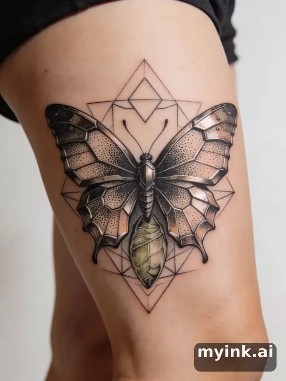 Dotwork Butterfly Tattoo Design reference image