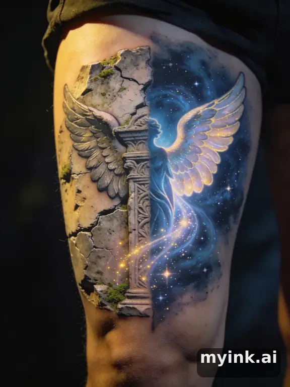 Realistic Angel Tattoo Design reference image