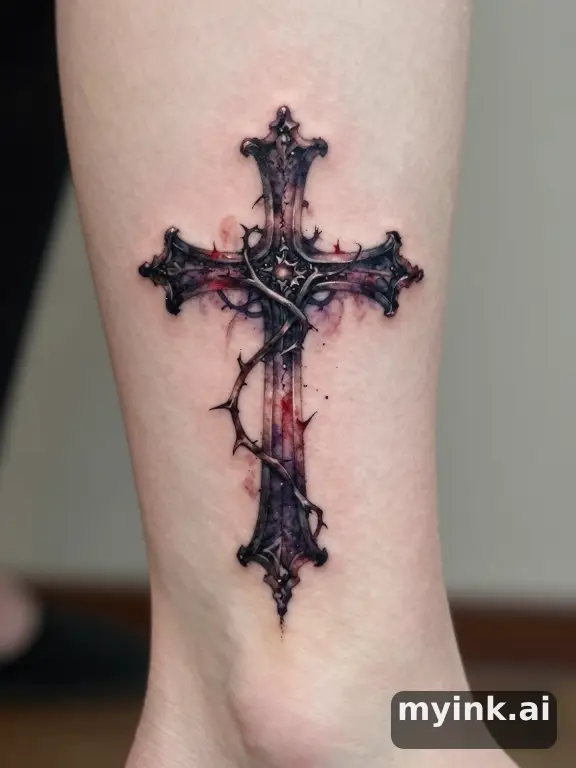 Watercolor Gothic Tattoo Design reference image