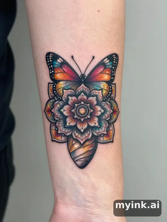 Neotraditional Mandala Tattoo Design reference image