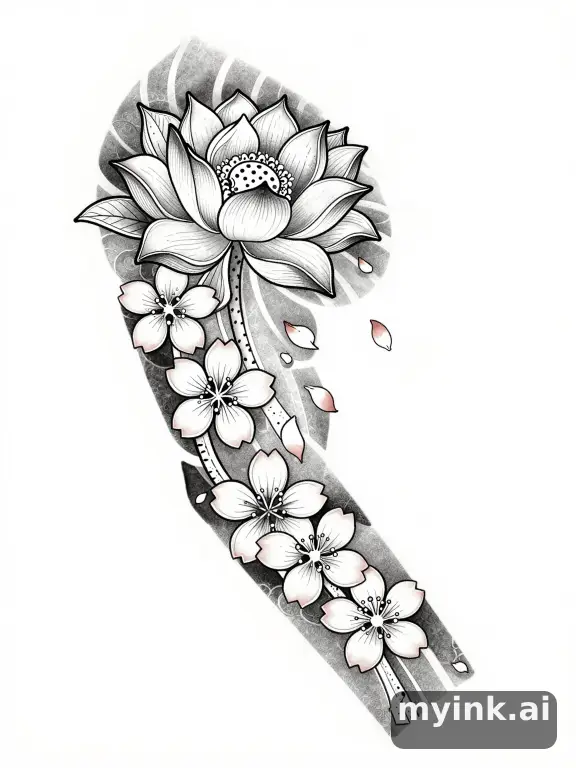 Japanese Floral Tattoo Design reference image