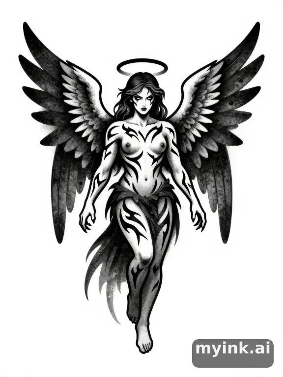 Tribal Angel Tattoo Design reference image