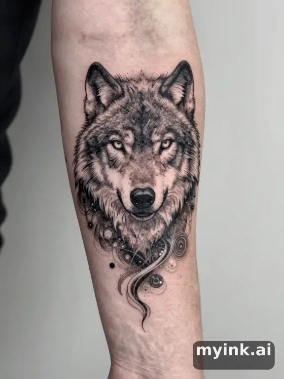Blackwork Wolf Tattoo Design reference image