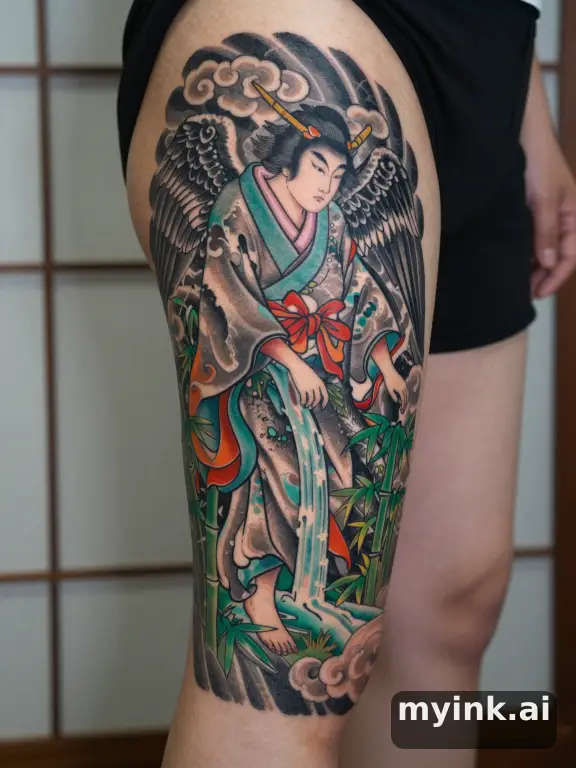 Japanese Angel Tattoo Design reference image