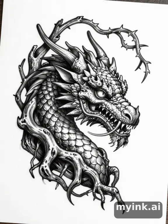 Realistic Dragon Tattoo Design reference image