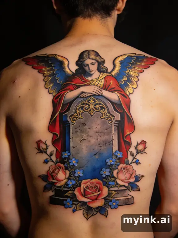 Neotraditional Angel Tattoo Design reference image