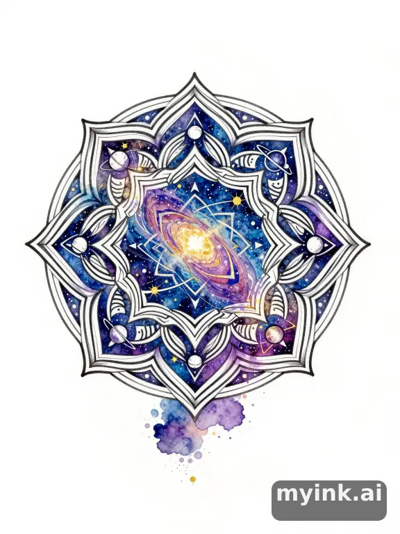 Watercolor Mandala Tattoo Design reference image