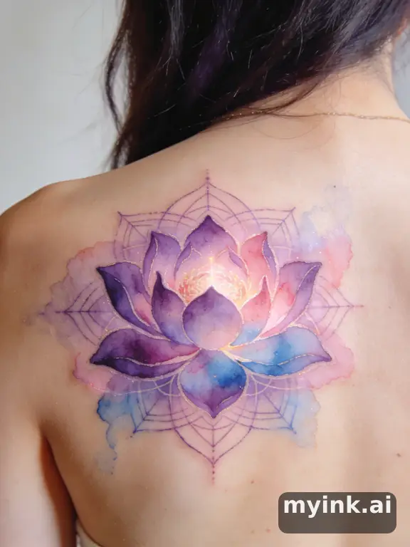 Watercolor Lotus Tattoo Design reference image