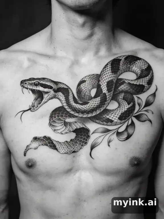 Blackwork Snake Tattoo Design reference image