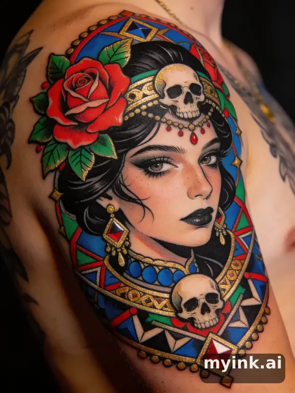 In neo-traditional tattoo style — Neotraditional Tattoo Design reference image