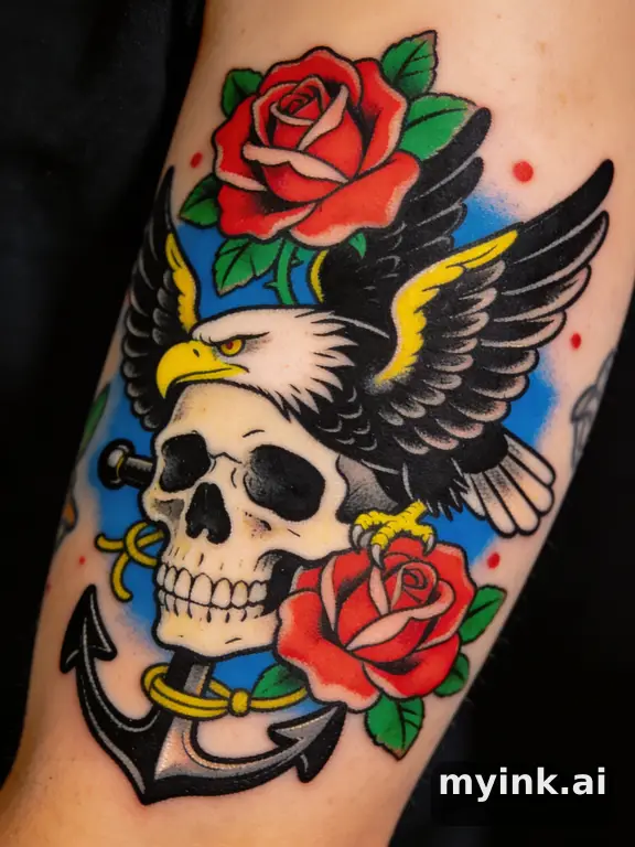 In traditional American tattoo style — Traditional Tattoo Design reference image