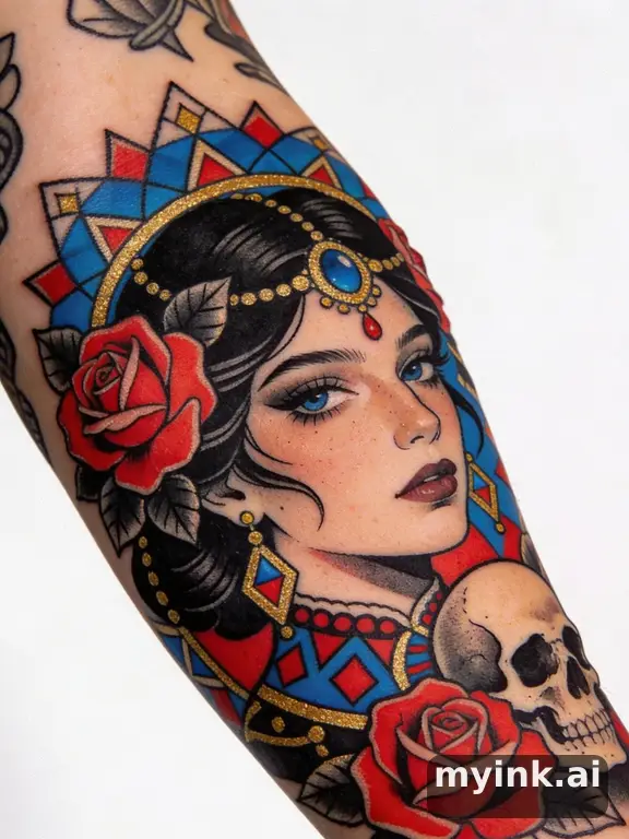 In neo-traditional tattoo style — Neotraditional Tattoo Design reference image