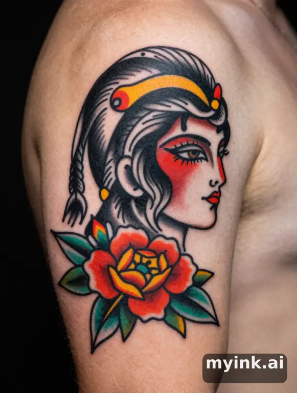 In traditional American tattoo style — Traditional Tattoo Design reference image