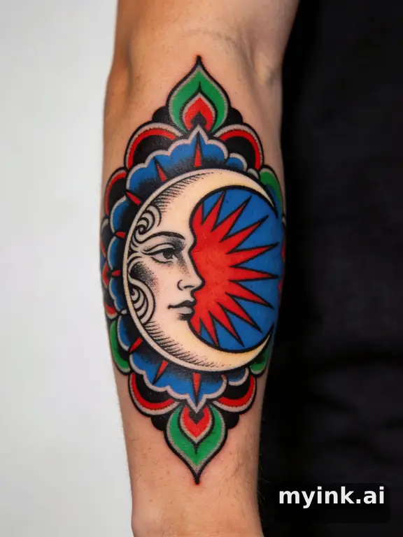 Crescent moon — Traditional Tattoo Design reference image