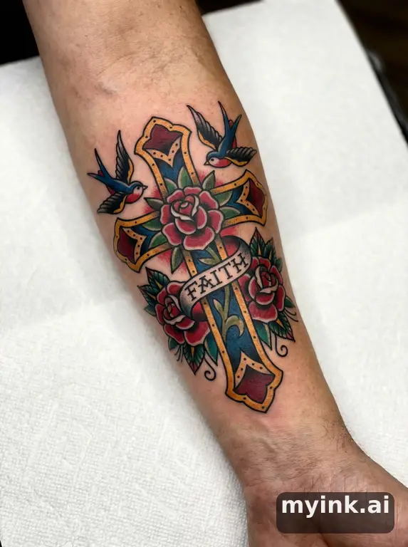 Cross — Traditional Tattoo Design reference image